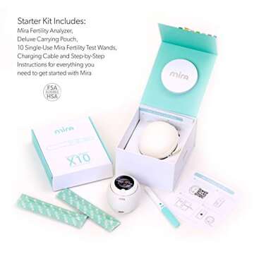 Mira Fertility Starter Kit, Mira Analyzer + 10 Mira LH Ovulation Test Wands to Track Actual Luteinizing Hormone (LH) Levels + Mira App Included