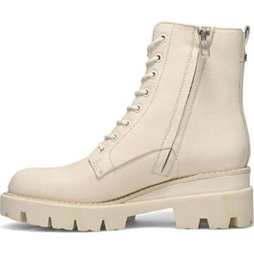 Sam Edelman Women's Garret Combat Boot Modern Ivory 9 Medium