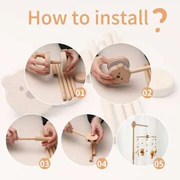 Wooden Crib Mobile Arm - Secure, Adjustable Nursery Hanger