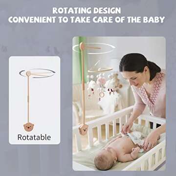 Wooden Crib Mobile Arm - Secure, Adjustable Nursery Hanger
