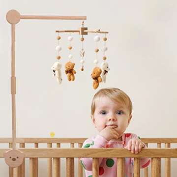 Wooden Crib Mobile Arm - Secure, Adjustable Nursery Hanger