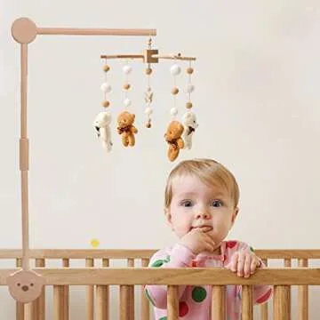 Wooden Crib Mobile Arm - Secure, Adjustable Nursery Hanger