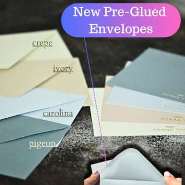 RUN2PRINT (36 Pack Thank You Cards With Envelopes & Foil Stickers - Elegant Dusty multicolored Emboss Gold Foil Pressed - Blank Notes Wedding, Bridal, Baby Shower, Business and Formal All Occasion Cards