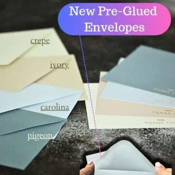 RUN2PRINT (36 Pack Thank You Cards With Envelopes & Foil Stickers - Elegant Dusty multicolored Emboss Gold Foil Pressed - Blank Notes Wedding, Bridal, Baby Shower, Business and Formal All Occasion Cards