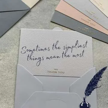 RUN2PRINT (36 Pack Thank You Cards With Envelopes & Foil Stickers - Elegant Dusty multicolored Emboss Gold Foil Pressed - Blank Notes Wedding, Bridal, Baby Shower, Business and Formal All Occasion Cards