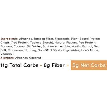 IQBAR Brain and Body Keto Protein Bar - Banana Nut Keto Bar - Energy Bar - Low Carb Protein Bar - High Fiber Vegan Bar and Low Sugar Meal Replacement Bar - Vegan Snack