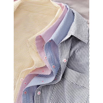 YUENIU Women's Stylish Striped Button Down Shirt