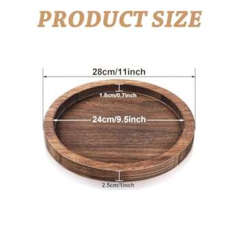 Round Wooden Serving Tray for Decor, 11" Kitchen Table Centerpieces Decor Decorative Tray, Farmhouse...