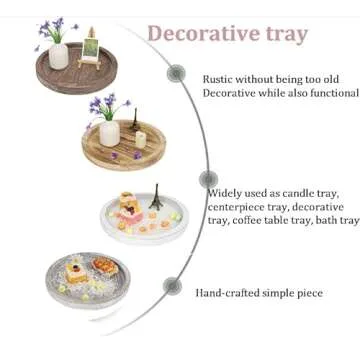 Round Wooden Serving Tray for Decor, 11" Kitchen Table Centerpieces Decor Decorative Tray, Farmhouse Dining Table Centerpiece Tray, Kitchen&Home Decor Accessories for Table