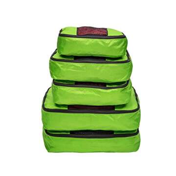 TravelWise Luggage Packing Organization Cubes 5 Pack, Lime, 1 Small, 2 Medium, 2 Large