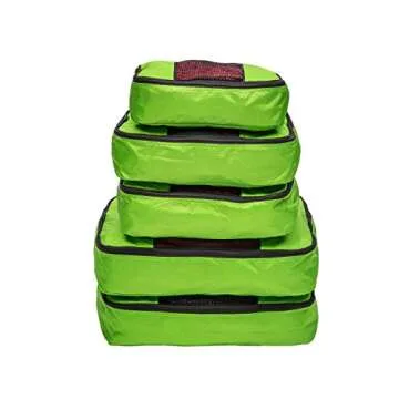 TravelWise Luggage Packing Organization Cubes 5 Pack, Lime, 1 Small, 2 Medium, 2 Large