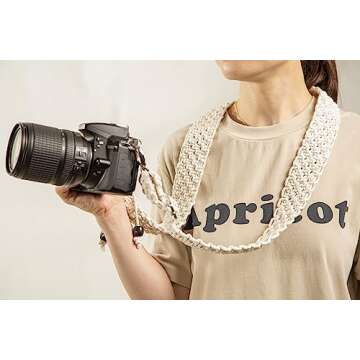 Clysuply Macrame Camera Strap For DSLR Camera. Adjustable Handwoven Universal Neck & Shoulder Strap Gift for Photographers