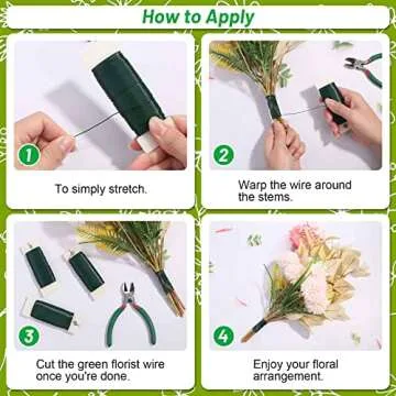 Green Floral Wire Set 110 Yards with Cutter for Crafts