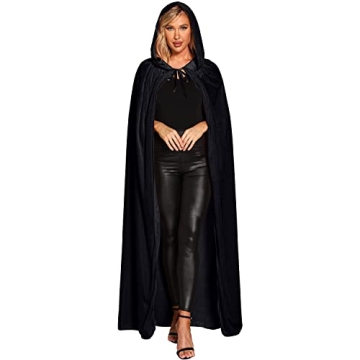 Elegant Velvet Hooded Cloak for Halloween Costumes