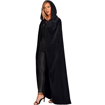 Elegant Velvet Hooded Cloak for Halloween Costumes