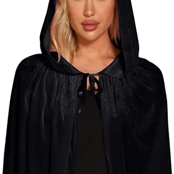 Elegant Velvet Hooded Cloak for Halloween Costumes