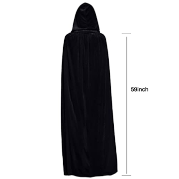 Elegant Velvet Hooded Cloak for Halloween Costumes