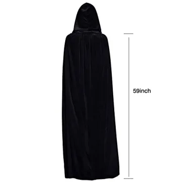 Elegant Velvet Hooded Cloak for Halloween Costumes