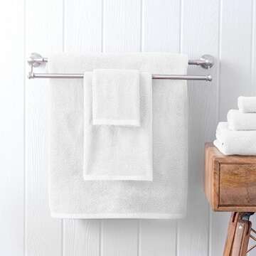 Welhome Franklin Premium | 2 Bath Towels 2 Hand Towels 2 Washcloths |Popcorn Textured White Bathroom...