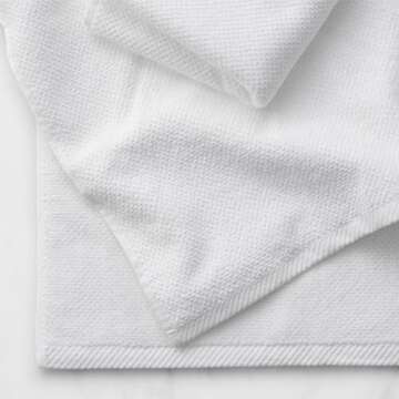 Welhome Franklin Premium | 2 Bath Towels 2 Hand Towels 2 Washcloths |Popcorn Textured White Bathroom Towels Set | Hotel & Spa Towels for Bathroom |Soft & Absorbent | 100% Cotton 6 Piece Bath Linen Set