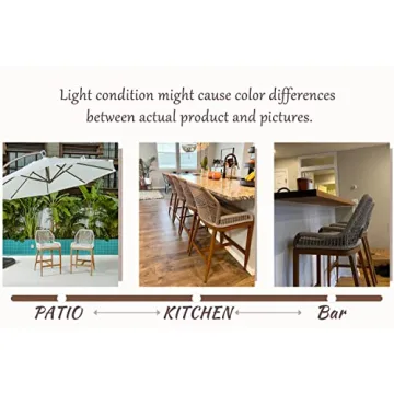 PURPLE LEAF Outdoor Counter Height Bar Stools Chair Set of 2 Modern Patio Metal Stools with Backrest and Arm, Cushions Included