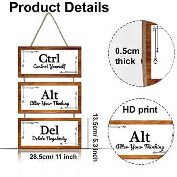 LHIUEM Rustic Office Decor,Inspirational Office Signs Hanging Decorations(11X5.3inch) Motivational S...