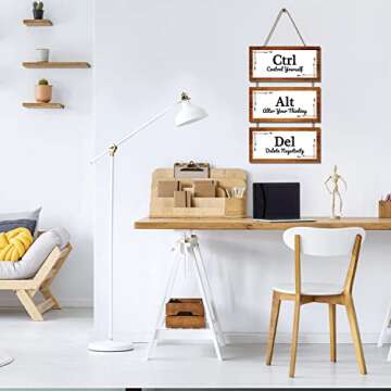 LHIUEM Rustic Office Decor,Inspirational Office Signs Hanging Decorations(11X5.3inch) Motivational Sayings Wall Art on Wooden Signs, Positive Decor for Women,Men Bedroom,Home Office Wall Decor