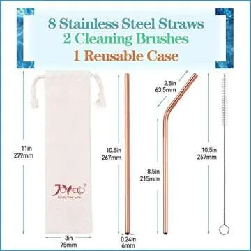 JOYECO Reusable Metal Straws - Stylish & Eco-Friendly