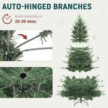 YITAHOME Pre-Lit Aspen Fir Artificial Christmas Tree, 6.5ft Layered Christmas Tree with Crystal Decorations, Noble Holiday Decor with 900 PE & PVC Mixed Branch Tips, 500 Lights, Green