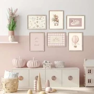 Pink Nursery Wall Art for Baby Girl's Room Decor Unframed