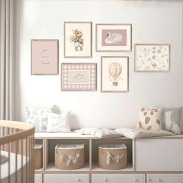 Pink Nursery Wall Art for Baby Girl's Room Decor Unframed