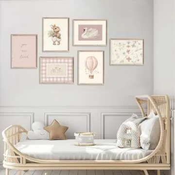 Pink Nursery Wall Art for Baby Girl's Room Decor Unframed
