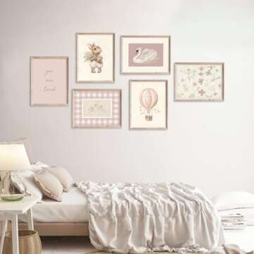 Pink Nursery Wall Art for Baby Girl's Room Decor Unframed