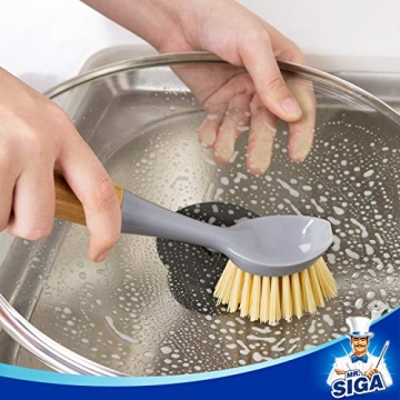 Eco-Friendly MR.SIGA Bamboo Dish Brush Set for Easy Cleaning