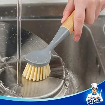 Eco-Friendly MR.SIGA Bamboo Dish Brush Set for Easy Cleaning