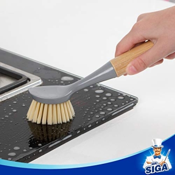 Eco-Friendly MR.SIGA Bamboo Dish Brush Set for Easy Cleaning
