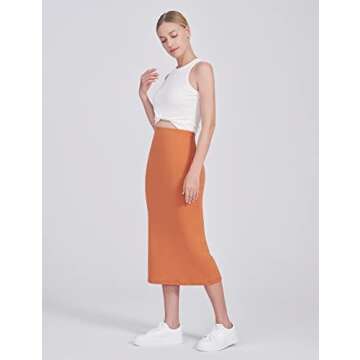 POSHDIVAH Women's Maternity Skirt Over The Belly Midi High Waisted Solid Stretchy Pregnancy Pencil S...