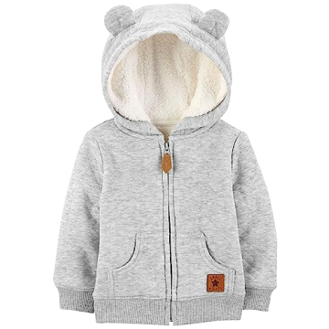 Carter's Baby Hooded Sweater Jacket with Sherpa Lining - 18 Months Grey