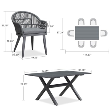 Purple Leaf Patio Dining Set with Cushions for All Weather