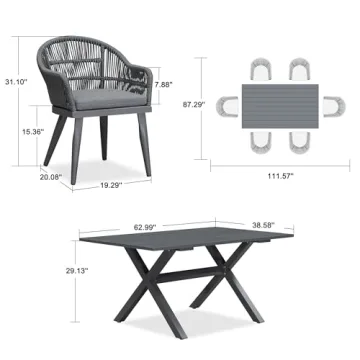 Purple Leaf Patio Dining Set with Cushions for All Weather