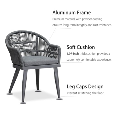 Purple Leaf Patio Dining Set with Cushions for All Weather