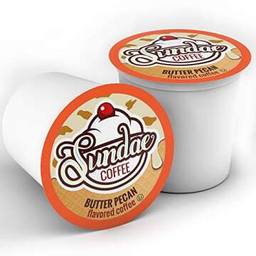 Sundae Ice Cream Flavored Coffee Pods, Compatible with 2.0 Keurig K-Cup Brewer, (Butter Pecan) 48 Co...
