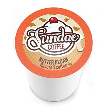 Sundae Ice Cream Flavored Coffee Pods, Compatible with 2.0 Keurig K-Cup Brewer, (Butter Pecan) 48 Count