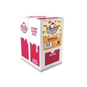Sundae Ice Cream Flavored Coffee Pods, Compatible with 2.0 Keurig K-Cup Brewer, (Butter Pecan) 48 Count