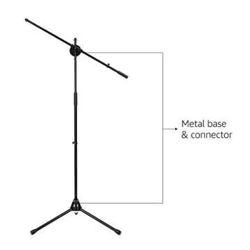 Amazon Basics Tripod Boom Microphone Stand - Height-Adjustable with Metal Base - 3.1 - 5.3-Foot