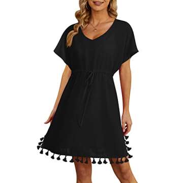 Yincro Women Swimsuit Coverup 2025 Bathing Suit Cover Ups for Swimwear Bikini Beach Dress (Black Tas...