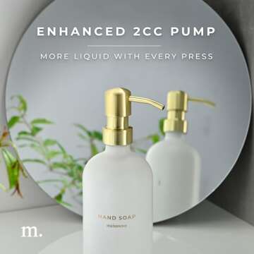 MaisoNovo Soap Dispenser 2-Piece Set | 16.9oz White Bottles with Gold Stainless Steel Pumps