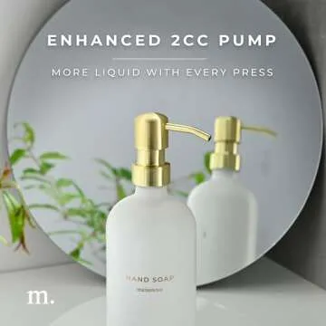MaisoNovo Soap Dispenser 2-Piece Set | 16.9oz White Bottles with Gold Stainless Steel Pumps