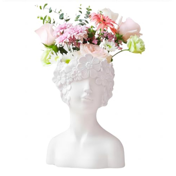 Charming Handcrafted White Flower Vase - Unique Bust Design for Elegant Decor and Gifting