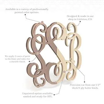 Personalized Wooden Letter Wall Decor - Single Curved Font Alphabet Letters From Name - Wood Sign for Baby Nursery, Door, Kids Room - Baby Shower Gift - Custom Art For Your Home by 48 Hour Monogram